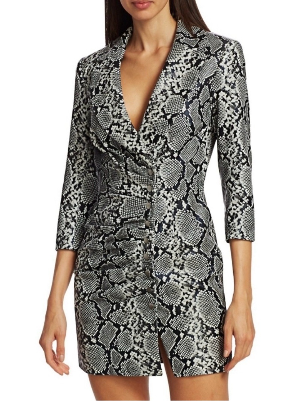 NWT New Retrofete Real Leather Willa Snake Snakeskin Print Mini Dress XS XSmall